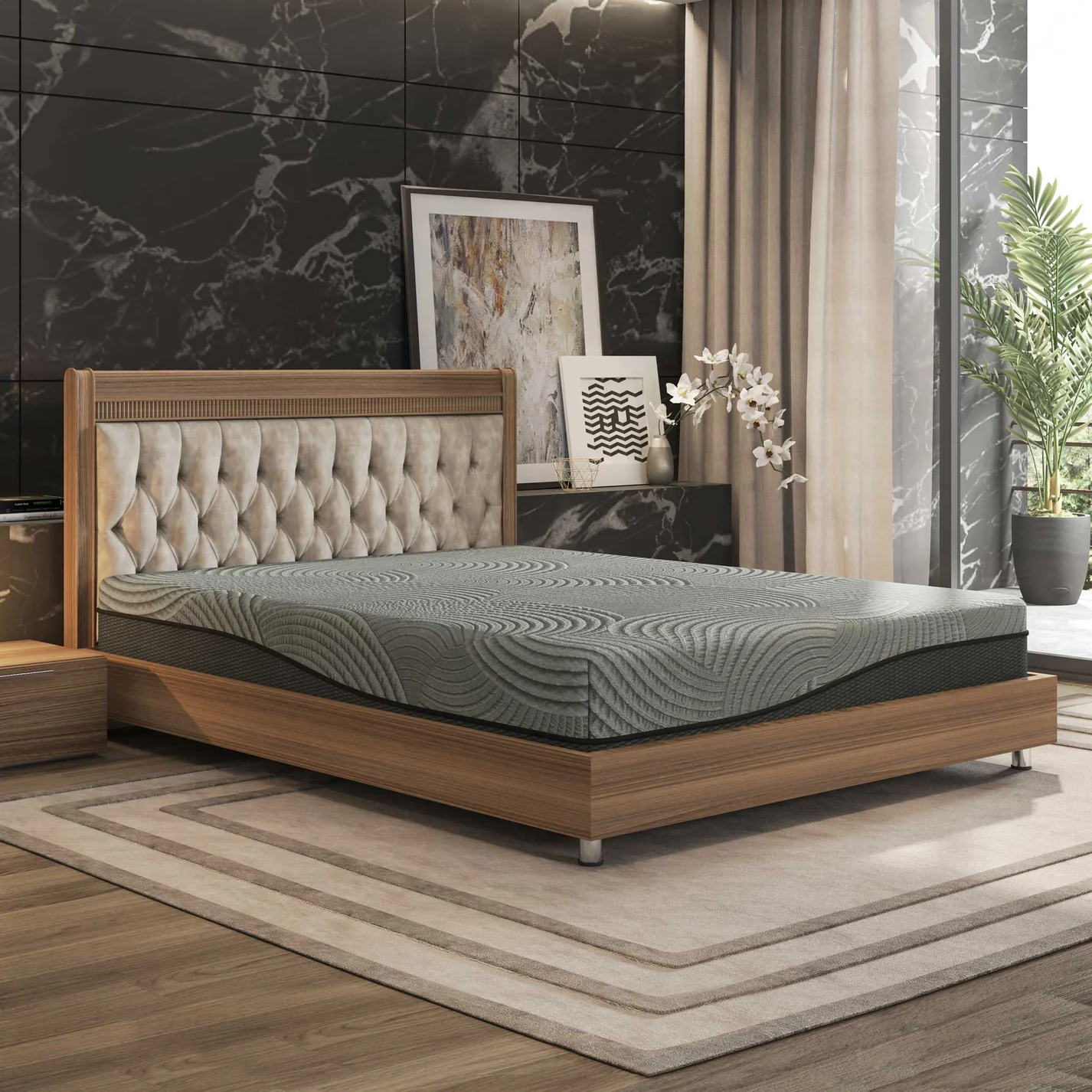 Gel Max Memory Foam Mattress on a Bed Frame